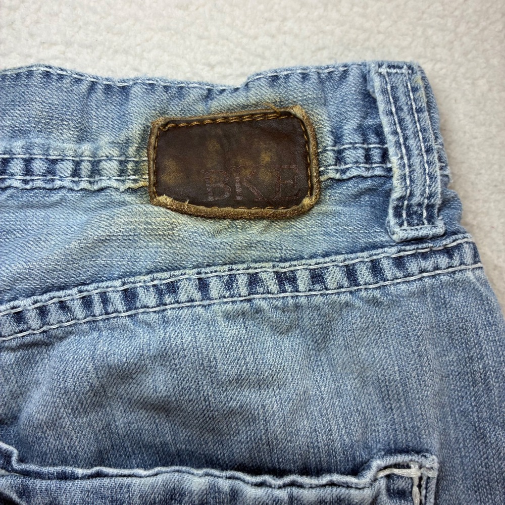 BKE Tyler Bootleg Jeans Men 34x34 Blue Fade Whiskered Distressed Western Bootcut - Picture 4 of 10